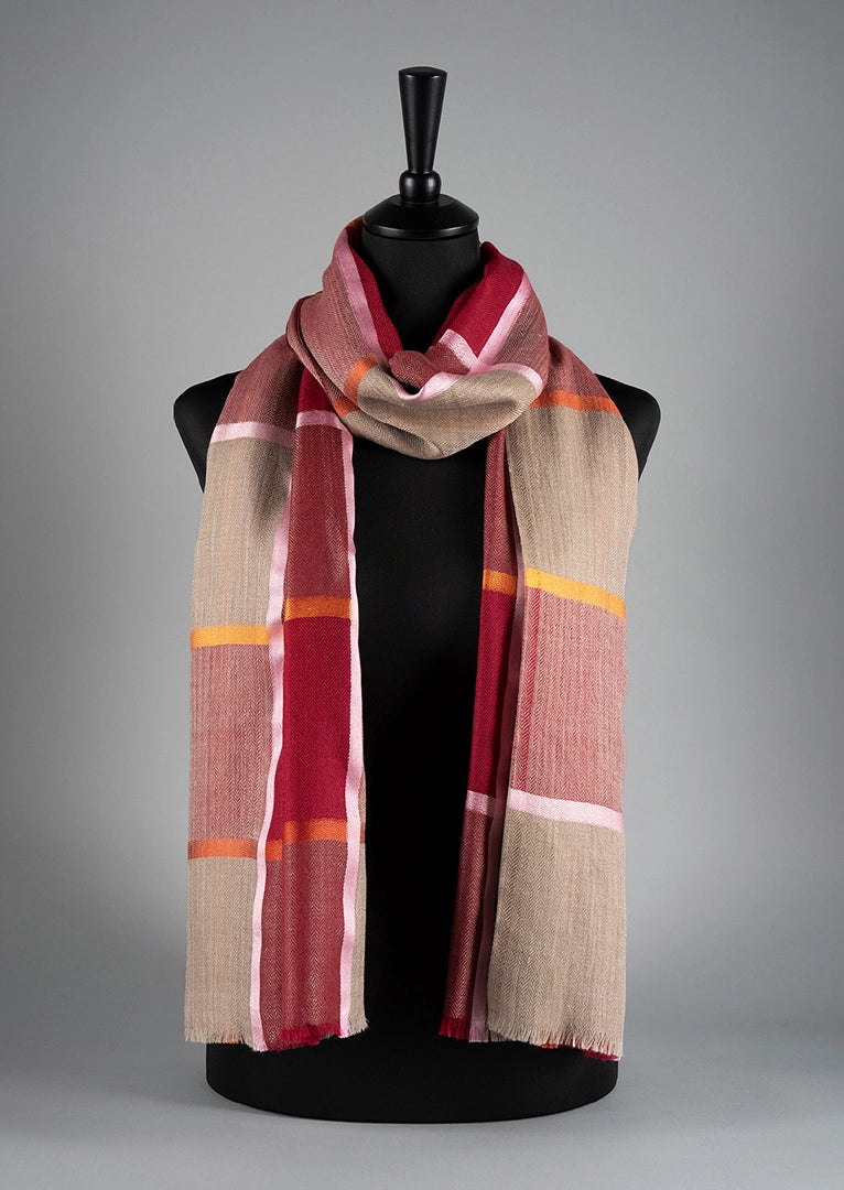 KASCHMIR-SCHAL Bordeaux · Sandbraun · Rosé