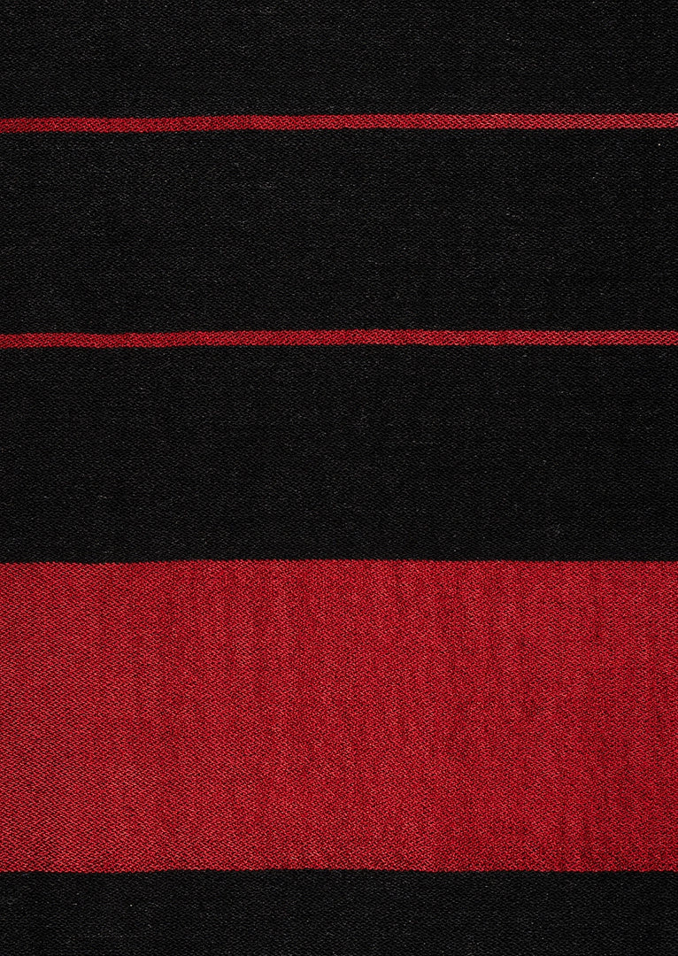 KASCHMIR-SEIDE-SCHAL Schwarz · Carmenrot
