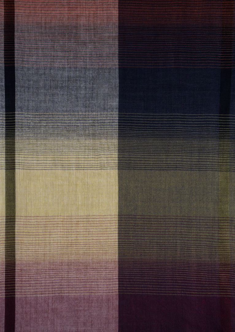 KASCHMIR-SEIDE-SCHAL Kohle · Oxidrot · Olive