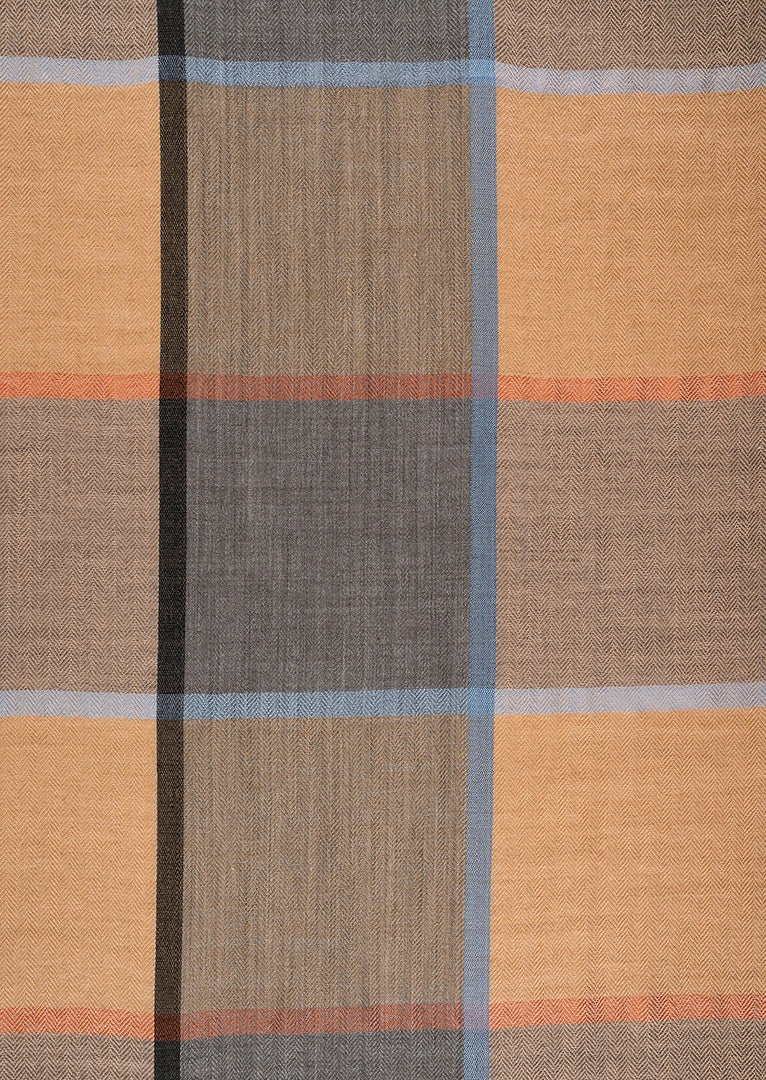 KASCHMIR-SCHAL Caramel · Schiefergrau · Schilf