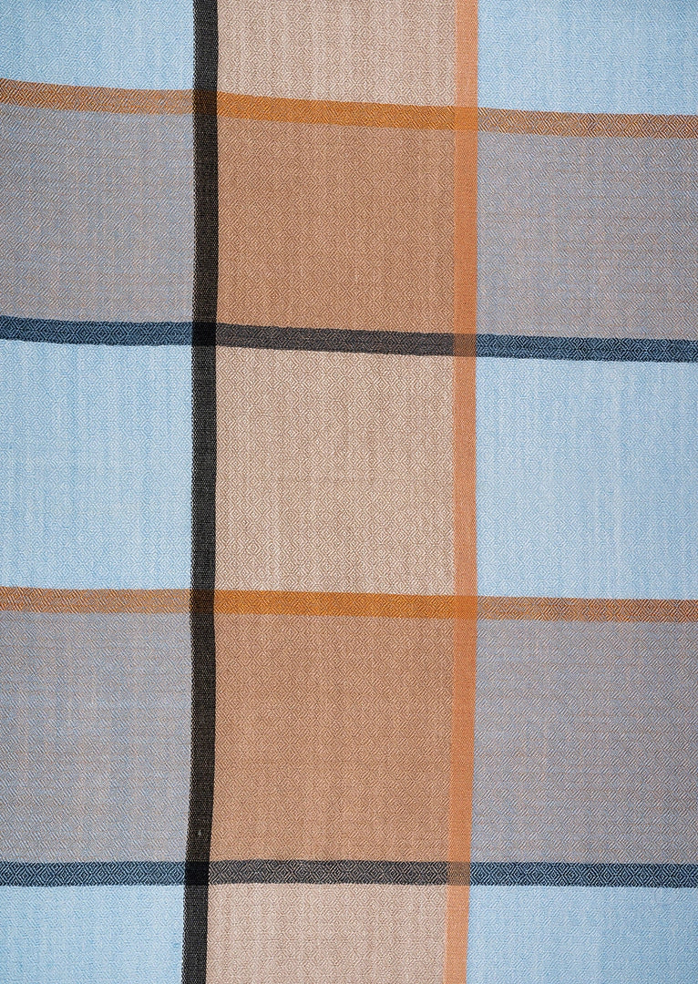 KASCHMIR-SCHAL Sahara · Sandbraun · Himmelblau