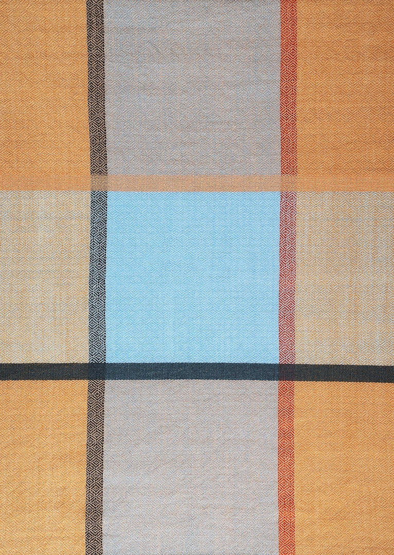 KASCHMIR-SCHAL Himmelblau · Sahara · Schilf